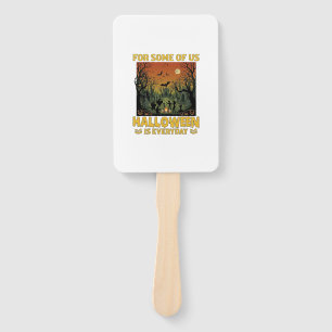 Halloween Is Everyday Graveyard Zombies Bonfire Pu Hand Fan