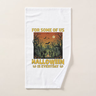 Halloween Is Everyday Graveyard Zombies Bonfire Pu Hand Towel