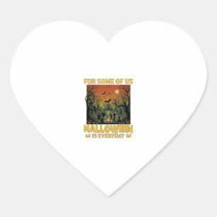 Halloween Is Everyday Graveyard Zombies Bonfire Pu Heart Sticker