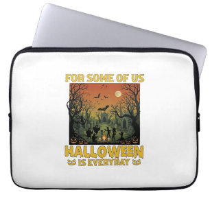 Halloween Is Everyday Graveyard Zombies Bonfire Pu Laptop Sleeve