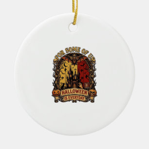 Halloween Is Everyday Haunted House Bats Pumpkins_ Ceramic Ornament