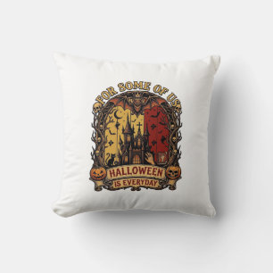 Halloween Is Everyday Haunted House Bats Pumpkins_ Cushion