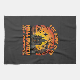 Halloween Is Everyday Haunted House Witch Moon_1 Tea Towel