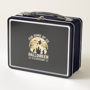 Halloween Is Everyday Haunted Moon Witch Silhouett Metal Lunch Box