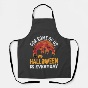 Halloween Is Everyday Spooky Graveyard Moon Apron