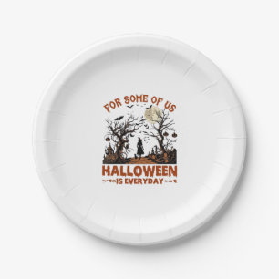 Halloween Is Everyday Witch Silhouette Full Moon G Paper Plate
