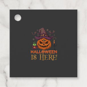Halloween Is Here Pumpkin Witch Hat Magic Cauldron Favour Tags