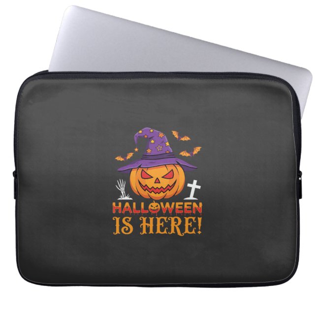 Halloween Is Here Witch Pumpkin Vector Laptop Sleeve (Front)
