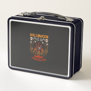 Halloween Is Lifestyle Cancelled Castle Skulls Pum Metal Lunch Box