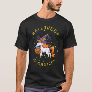Halloween Is Magical Unicorn Witch Jack O Lantern T-Shirt