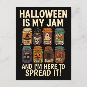 Halloween Is My Jam – Funny Spooky Jar Design Holiday Postcard