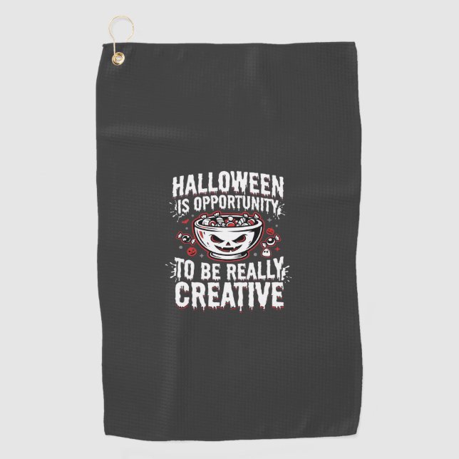 Halloween Is Opportunity Creative Quote Design Golf Towel (Front)
