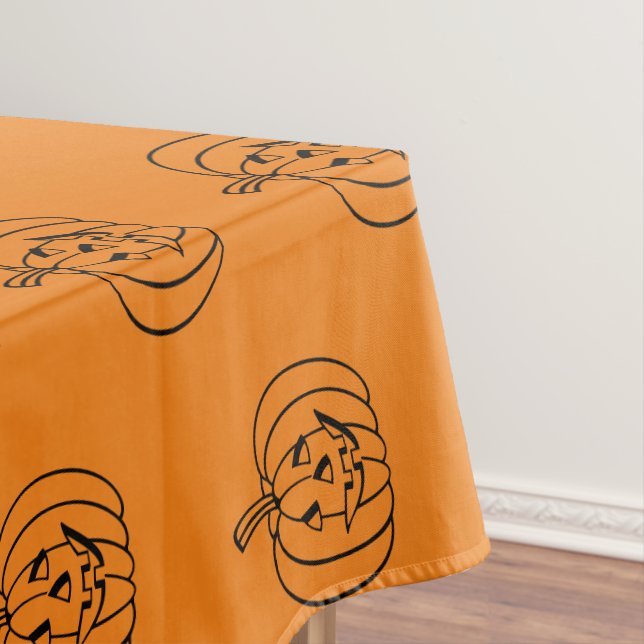 Halloween jack o lantern black orange pattern  tablecloth (In Situ)