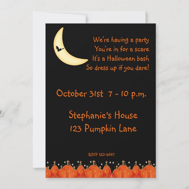 Halloween Jack-O-Lantern Border Invitation (Front)
