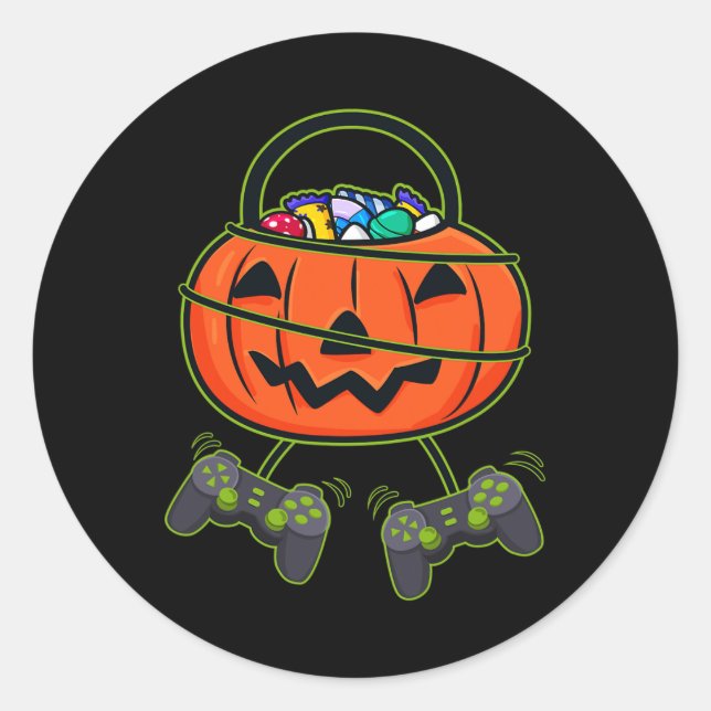 Halloween Jack O Lantern Candy Basket Controllers  Classic Round Sticker (Front)