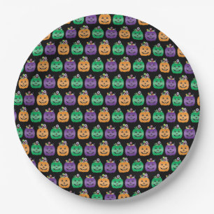 Halloween Jack O Lantern Candy Pail Paper Plate