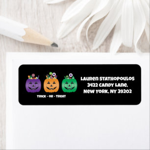 Halloween Jack O Lantern Candy Pail Return Address Label
