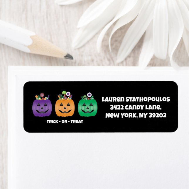 Halloween Jack O Lantern Candy Pail Return Address Label (Insitu)