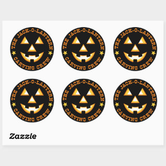 Halloween Jack-O-Lantern Carving Crew Classic Round Sticker