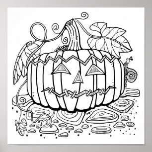 Halloween Jack O’Lantern Colouring Page Art Poster