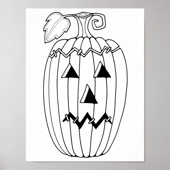 Halloween Jack O’Lantern Colouring Page Art Poster (Front)