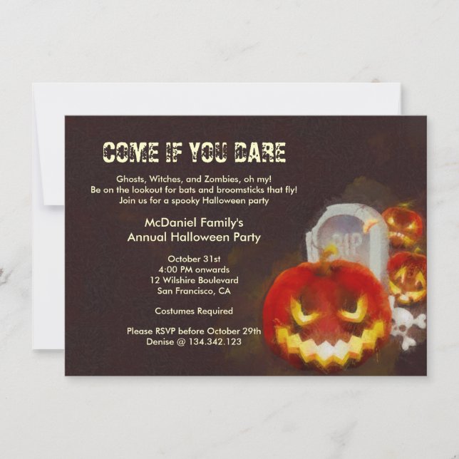 Halloween Jack O' Lantern Costume Party Invitation (Front)
