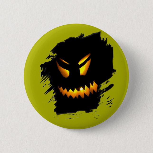 Halloween Jack-O-Lantern Face Button (Front)