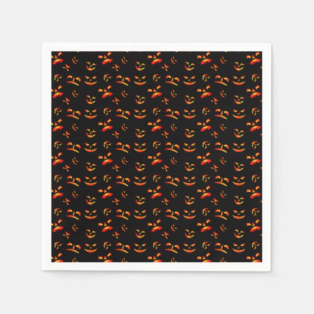 Halloween Jack-O-Lantern Faces  Napkin (Front)