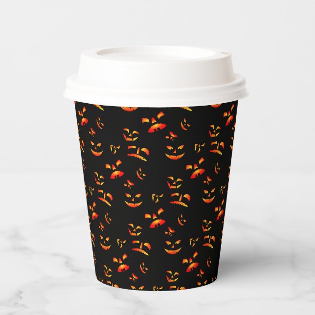 Halloween Jack-O-Lantern Faces Paper cup (Front)