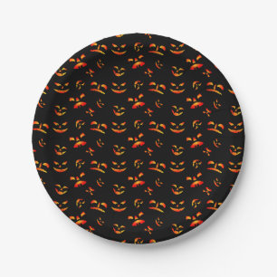 Halloween Jack-O-Lantern Faces Paper plate