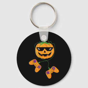 Halloween Jack O Lantern Gamer Boys Kids Men Funny Key Ring