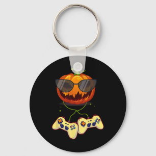 Halloween Jack O Lantern Gamer Boys Kids Men Funny Key Ring