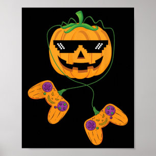 Halloween Jack O Lantern Gamer Boys Kids Men Funny Poster