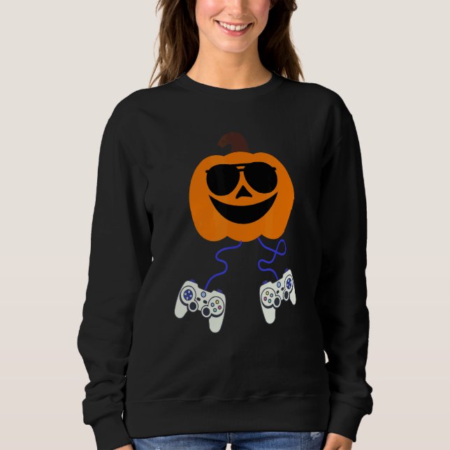 Halloween Jack O Lantern Gamer Boys Kids Men  Hall Sweatshirt (Front)