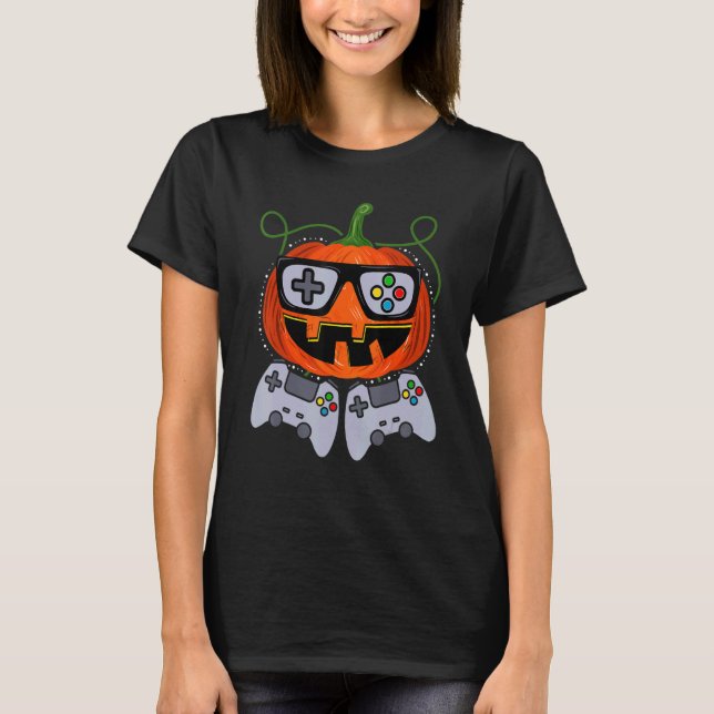 Halloween Jack O Lantern Gamer Boys Kids Men  Hall T-Shirt (Front)