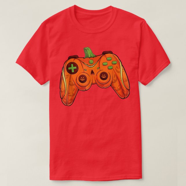 Halloween Jack O Lantern Gamer funny Pumpkin Gamin T-Shirt (Design Front)