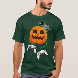 Halloween Jack O Lantern Gamer Pumpkin Boys Kids M T-Shirt