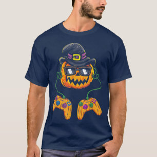 Halloween Jack O Lantern Gamer Pumpkin With Hat Sw T-Shirt