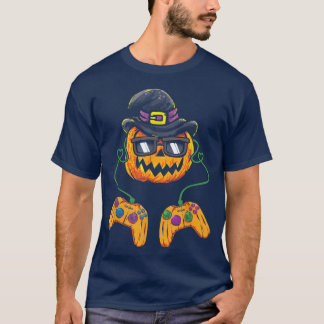 Halloween Jack O Lantern Gamer Pumpkin With Hat Sw T-Shirt