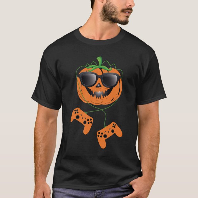 "Halloween Jack-O-Lantern Gamer T-Shirt –  (Front)