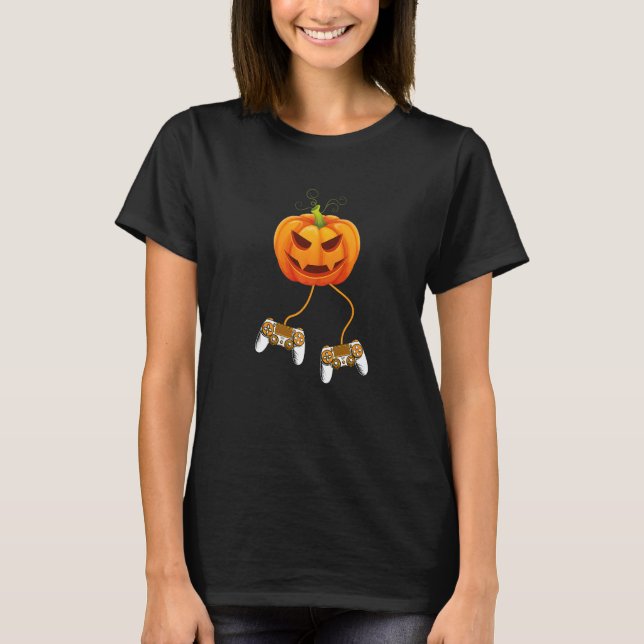 Halloween Jack O Lantern Gamer U2013 Video Games H T-Shirt (Front)