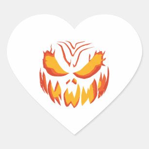 Halloween Jack o Lantern Halloween Pumpkin Heart Sticker