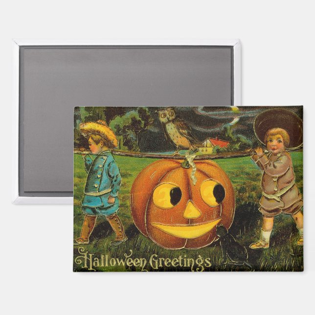 Halloween Jack-o-Lantern Harvest Night by Kids   Magnet (Front/Back)