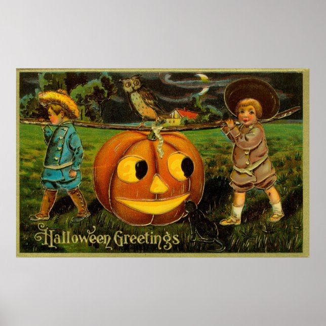 Halloween Jack-o-Lantern Harvest Night by Kids   Poster (Front)