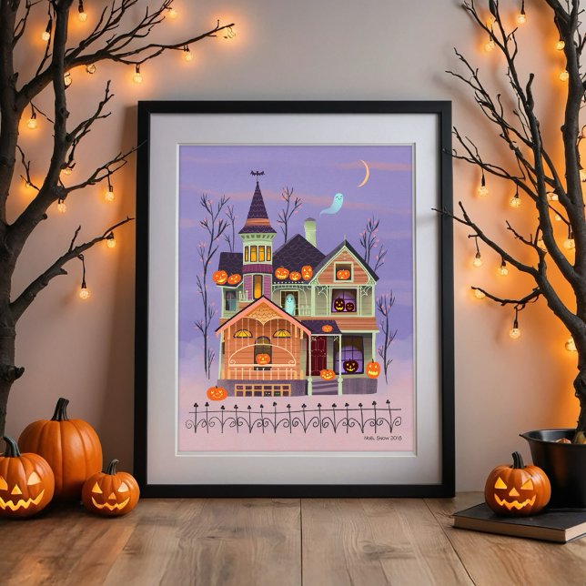 Halloween Jack-o'-lantern House Art Print (Creator Uploaded)