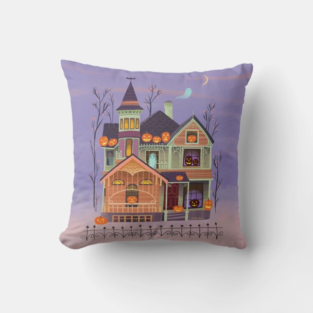Halloween Jack-o'-lantern House Cushion (Front)