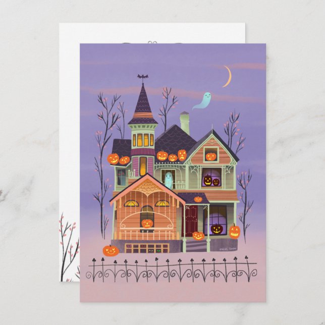 Halloween Jack-o'-lantern House Party Invitation (Front/Back)