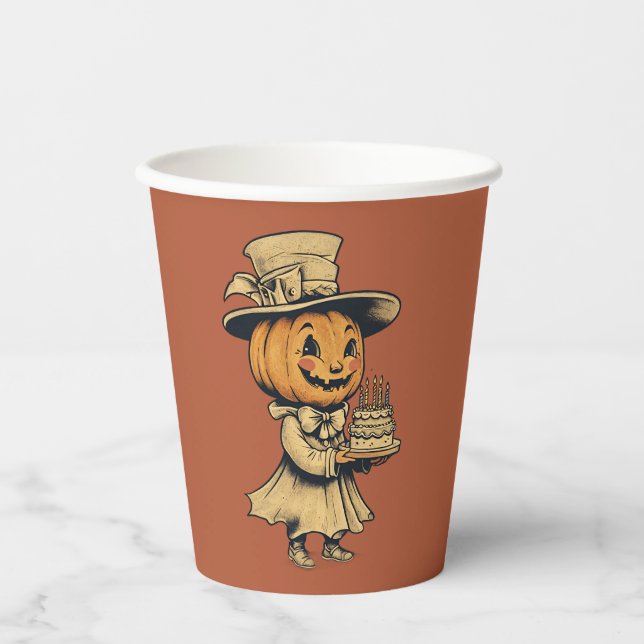 Halloween Jack-o'-lantern in Orange Paper Cups (Front)