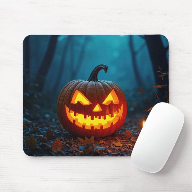 Halloween Jack-o-lantern In Woods Mouse Pad (With Mouse)