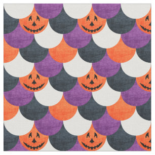 Halloween Jack-o’-Lantern Mermaid Scales Pattern Fabric